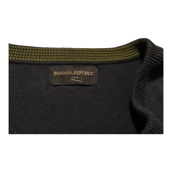 Banana Republic 100%‎ Cotton Men’s Sweater Blue And Green  Size Large - Picture 4 of 6